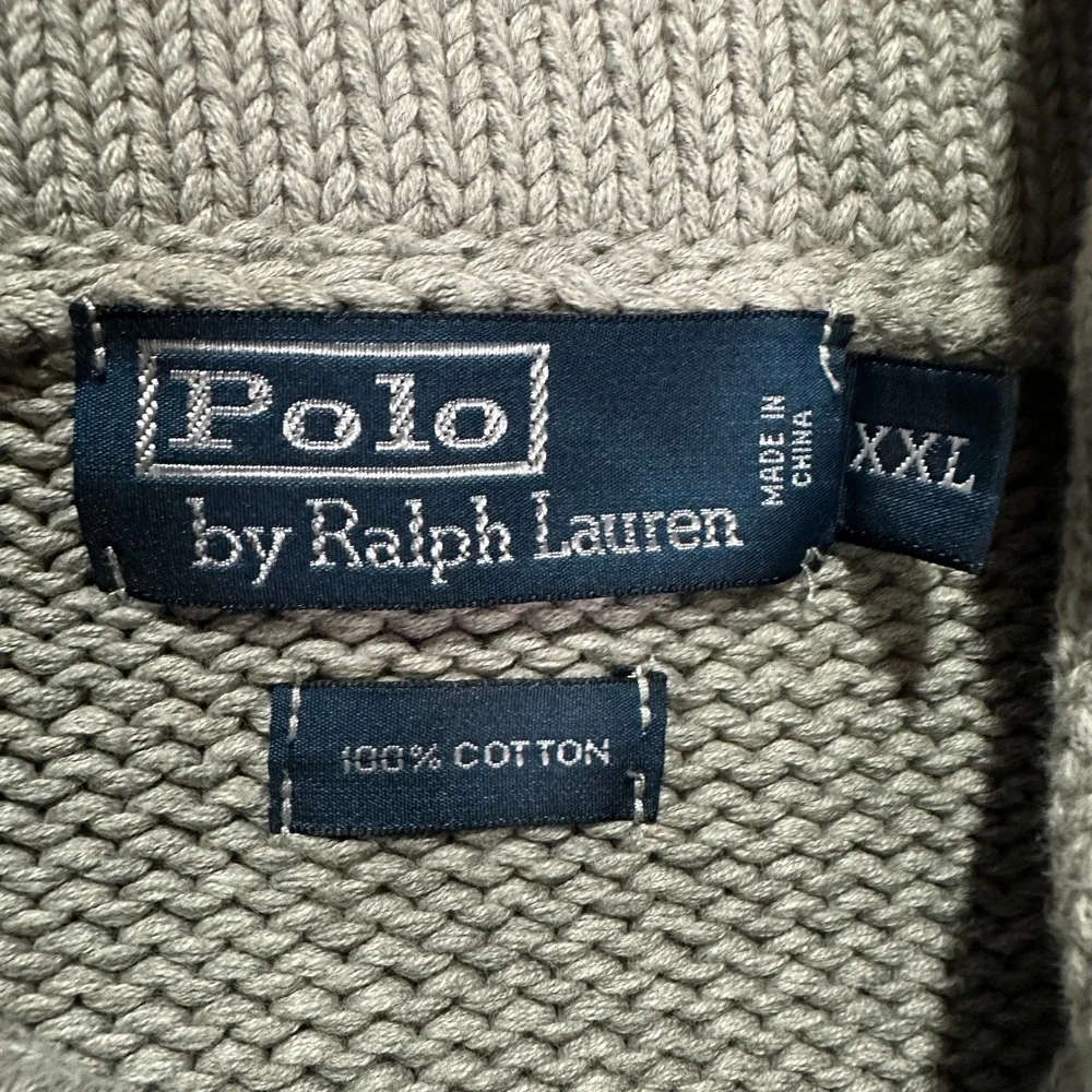 Polo Ralph Lauren Men's Size XXL Shawl Collar Sweater Cotton Shaker Knit Gray